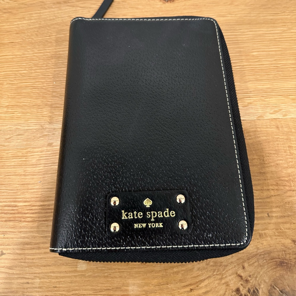 Kate Spade Black Leather Agenda with Gold Details